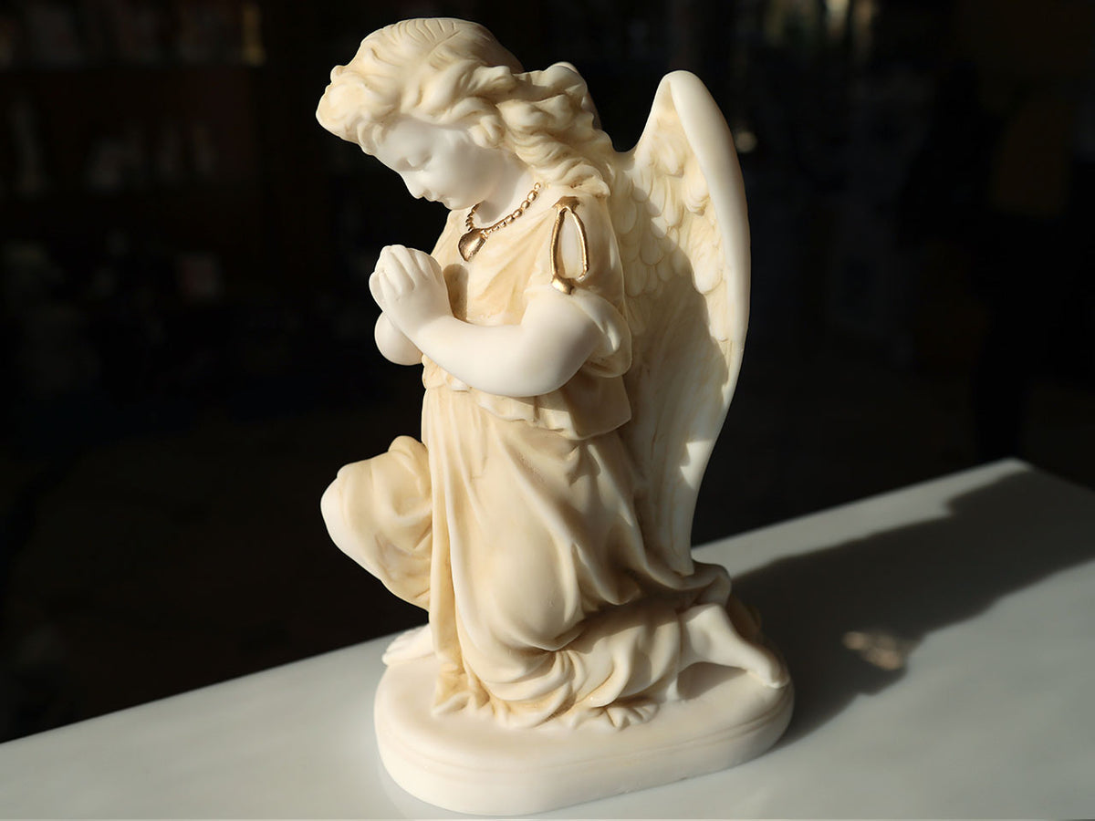 Alabastrowy Anioł Modlący się - Figurka z Alabastru 25cm z Możliwością Personalizacji Grawerem