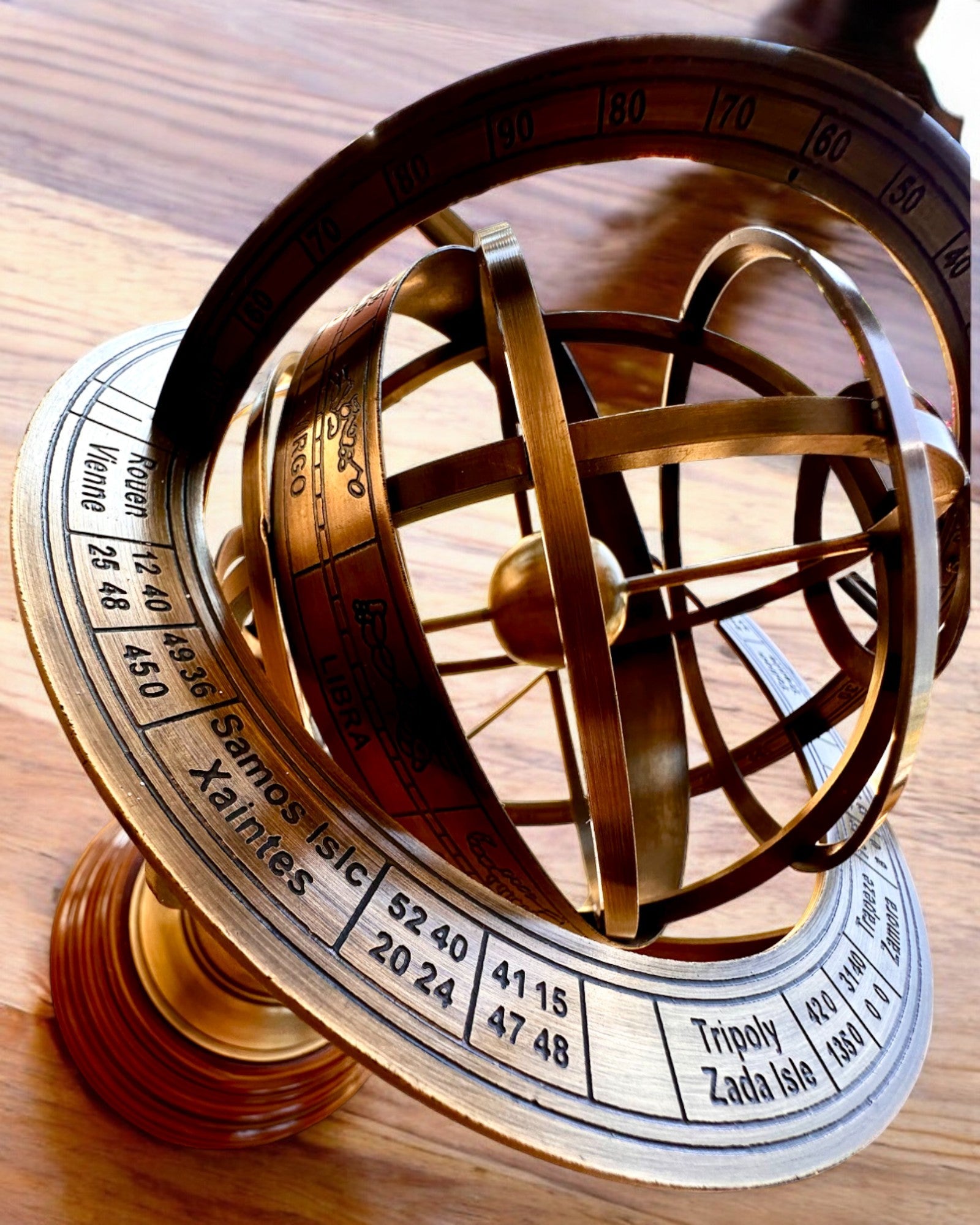 Astrolabium Artis 2 - 30 cm magasságú, kézzel készített gravírozási lehetőséggel, irodai dekoráció, prémium