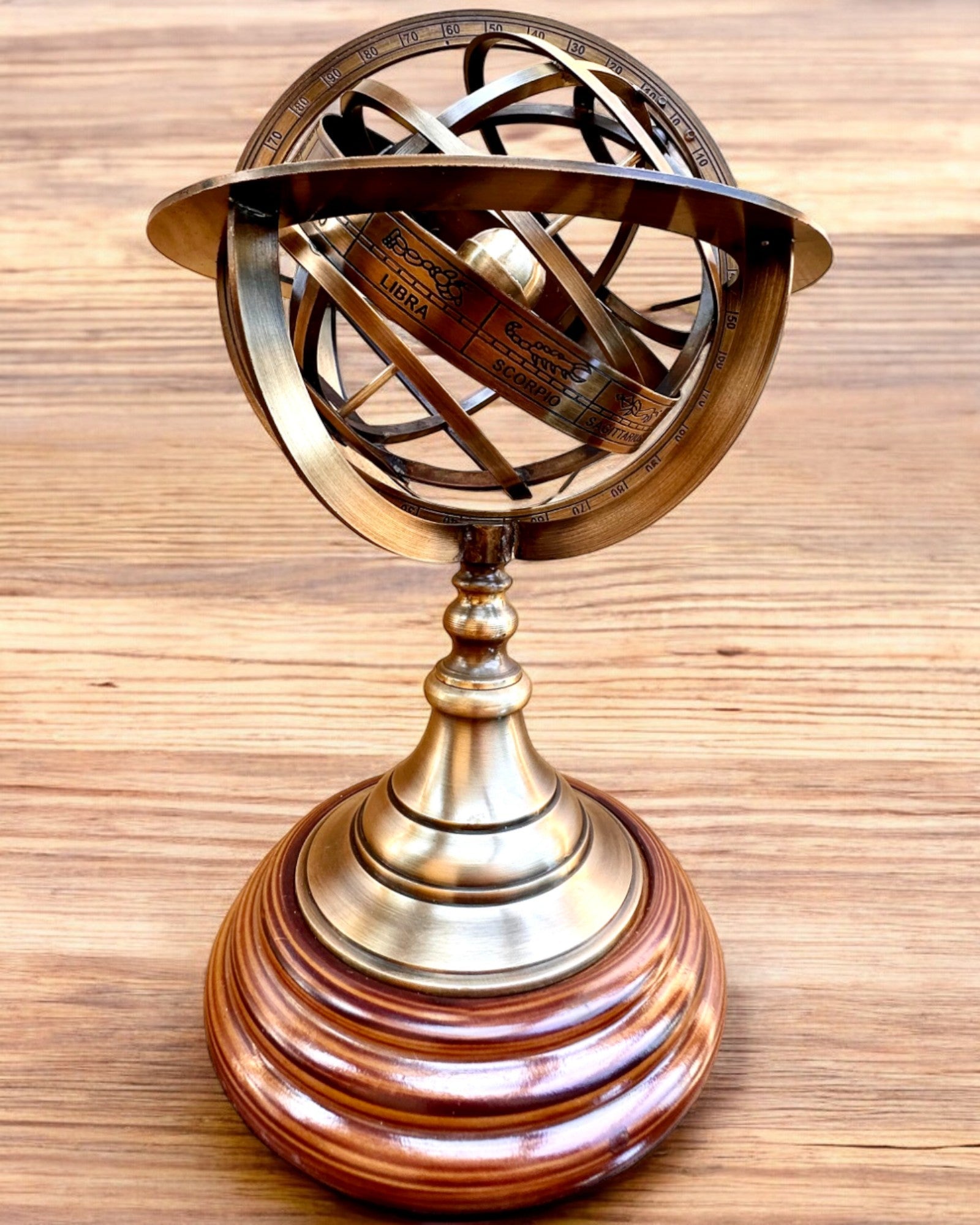 Astrolabium Artis 2 - 30 cm magasságú, kézzel készített gravírozási lehetőséggel, irodai dekoráció, prémium