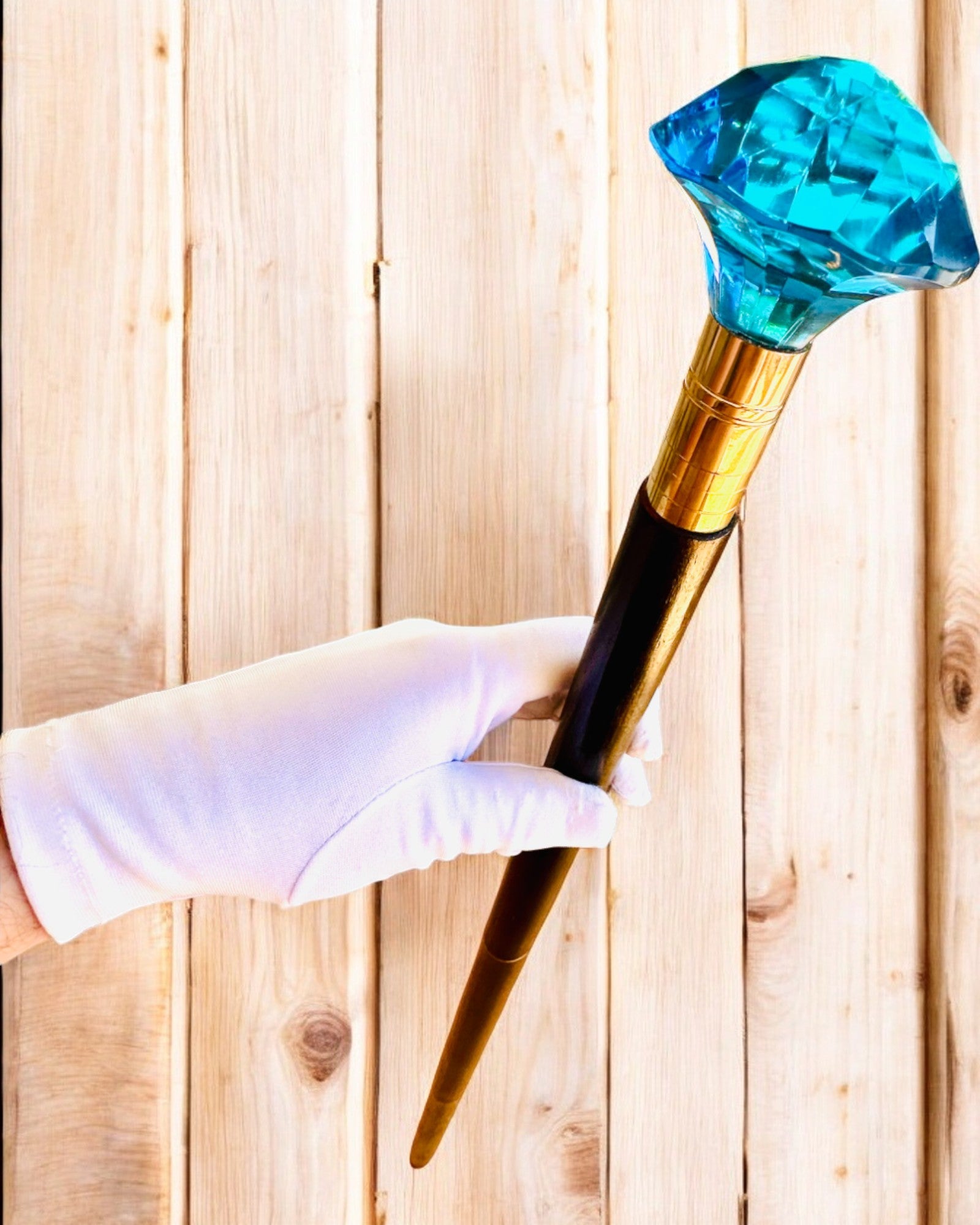 "Kék Gyémánt" sétabot - Kézzel készített fa, gravírozási lehetőséggel