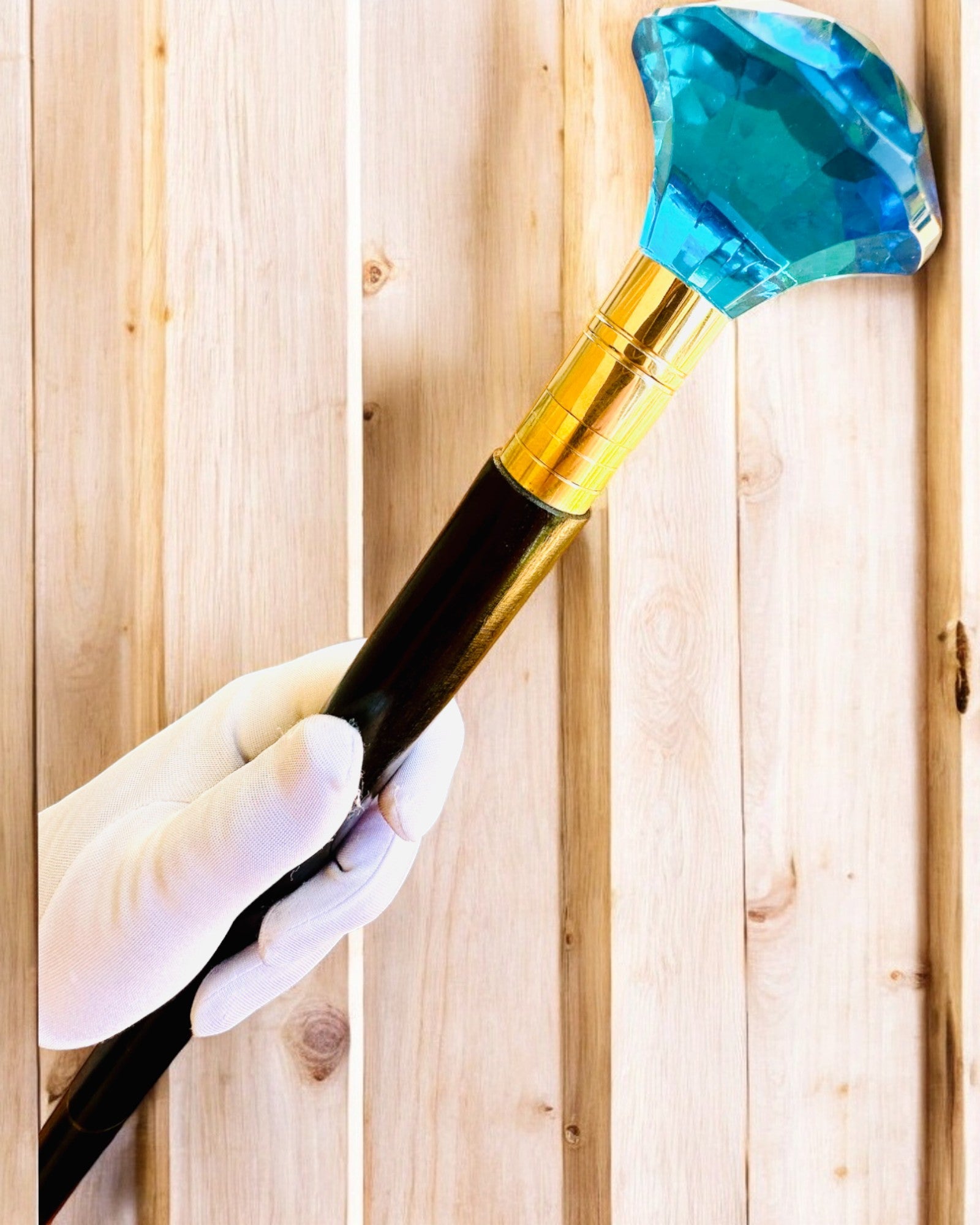 "Kék Gyémánt" sétabot - Kézzel készített fa, gravírozási lehetőséggel