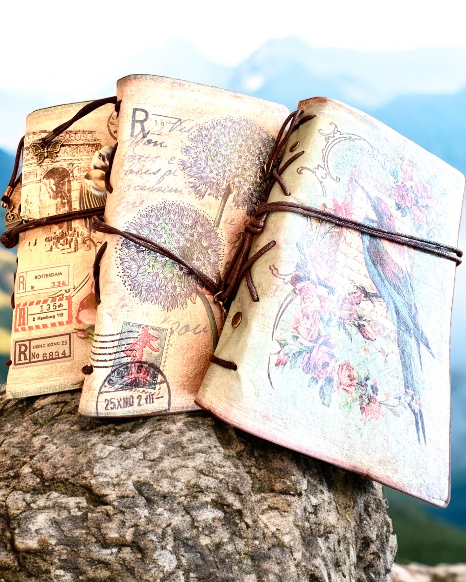 Vintage Memoire jegyzetfüzet személyre szabott gravírozással - 3 választható minta, ajándék notesz