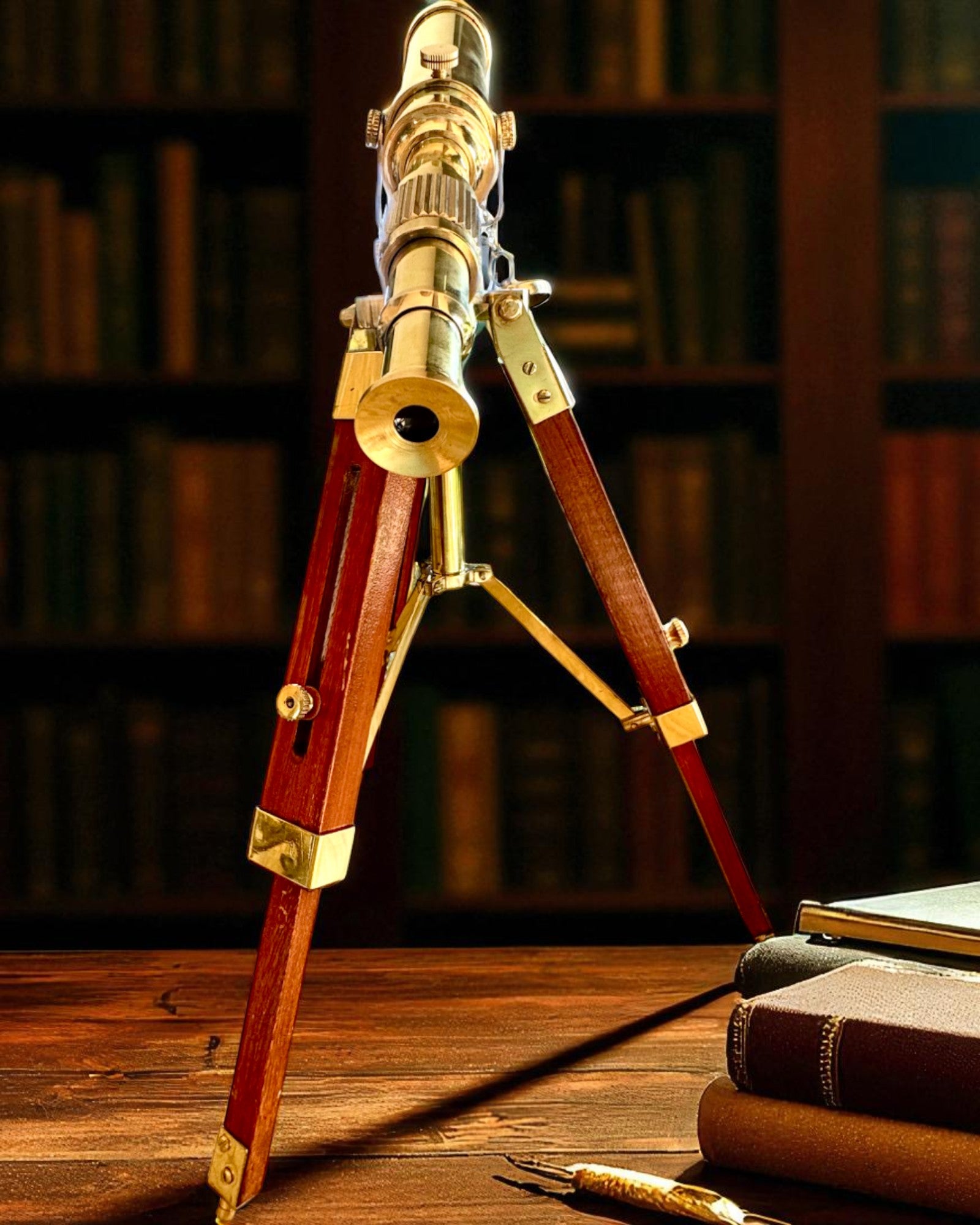 Égi távcső fa állványon 41 cm, személyre szabható gravírozással ajándékba