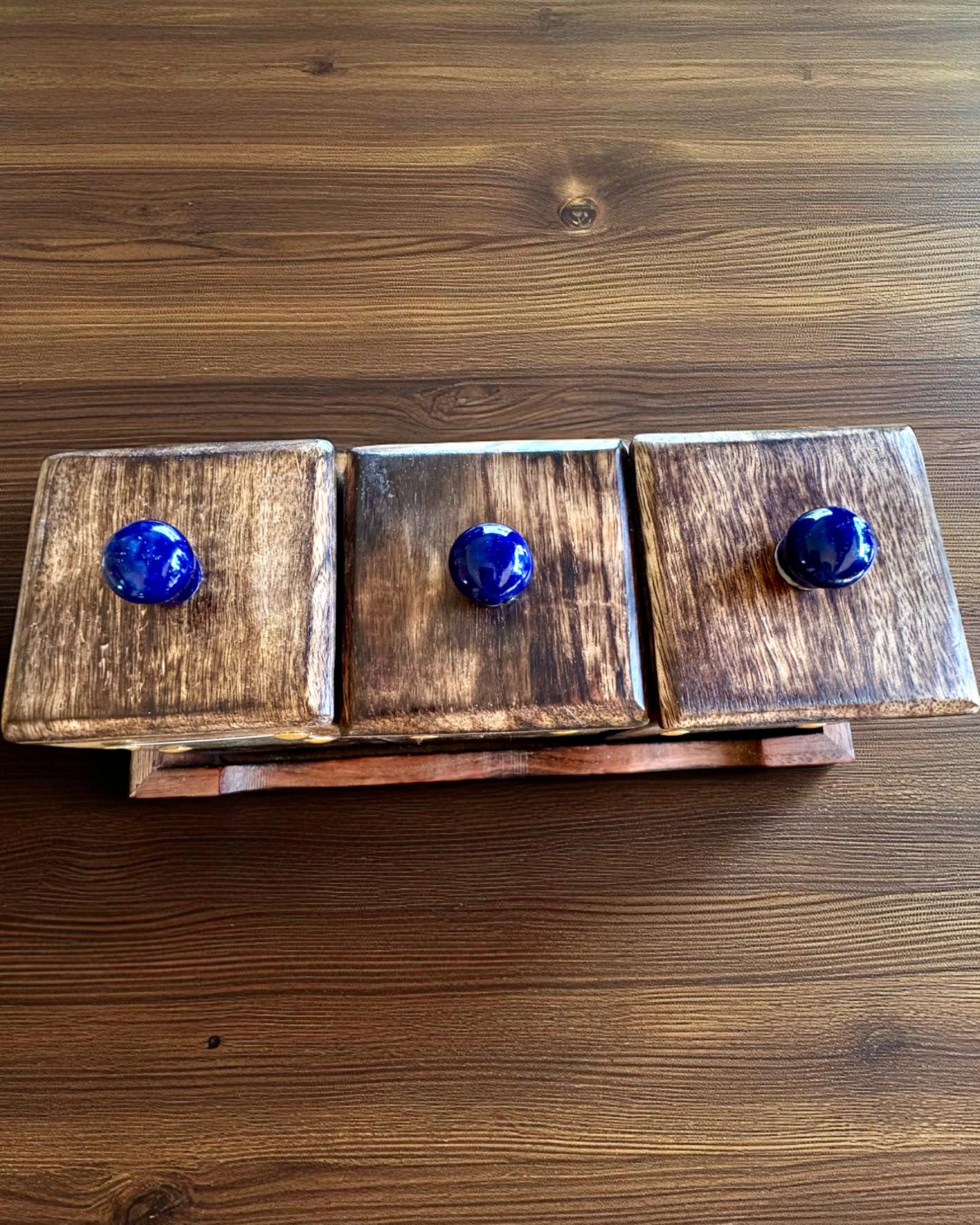 Royal Trio Készlet – Tea, Kávé, Cukor Shisham fából, kézzel készített, gravírozási lehetőséggel ajándékba