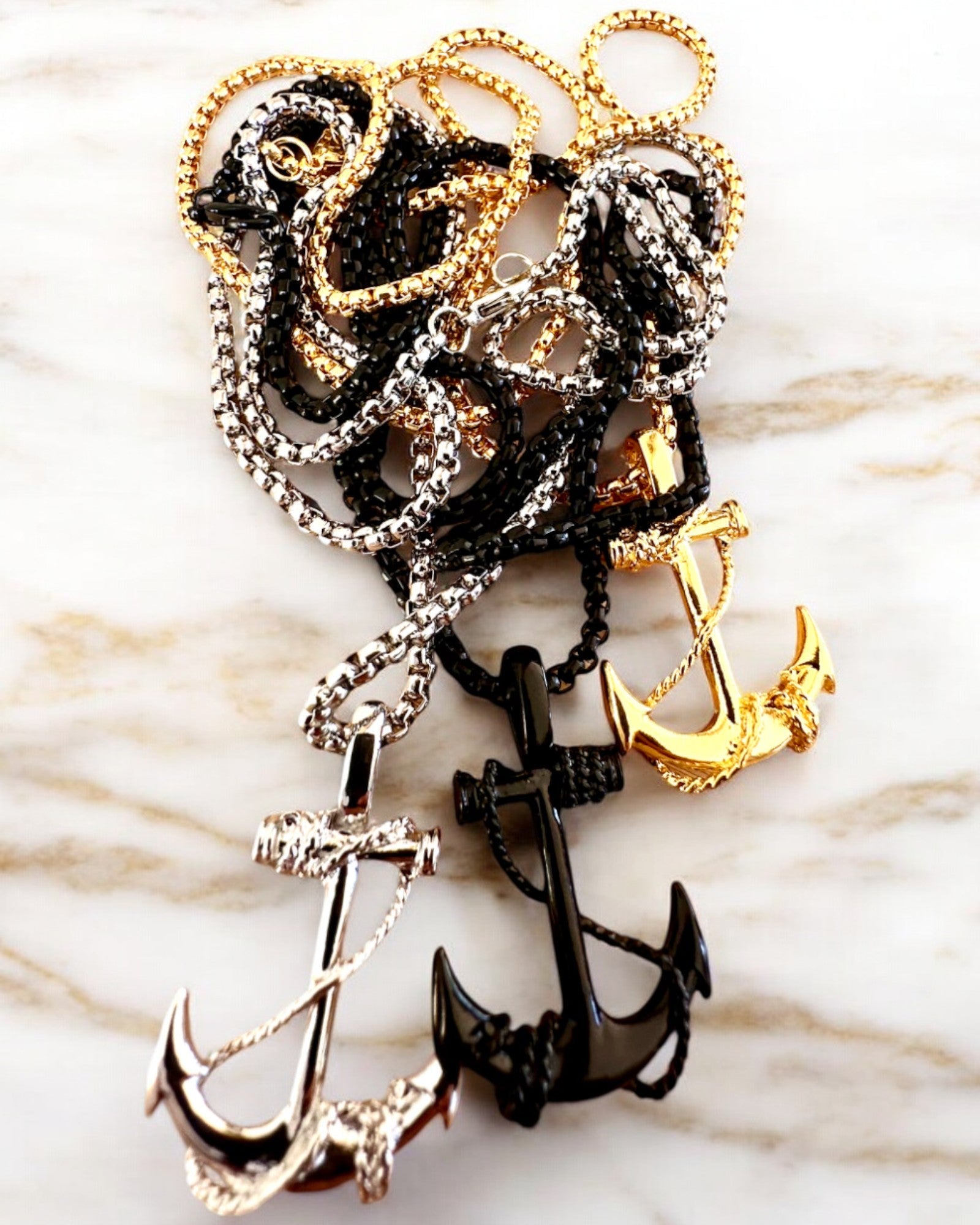 Akarat Horgonya, Tengeri Amulett, nyaklánc, személyre szabható gravírozással ajándékba, 3 választható változat