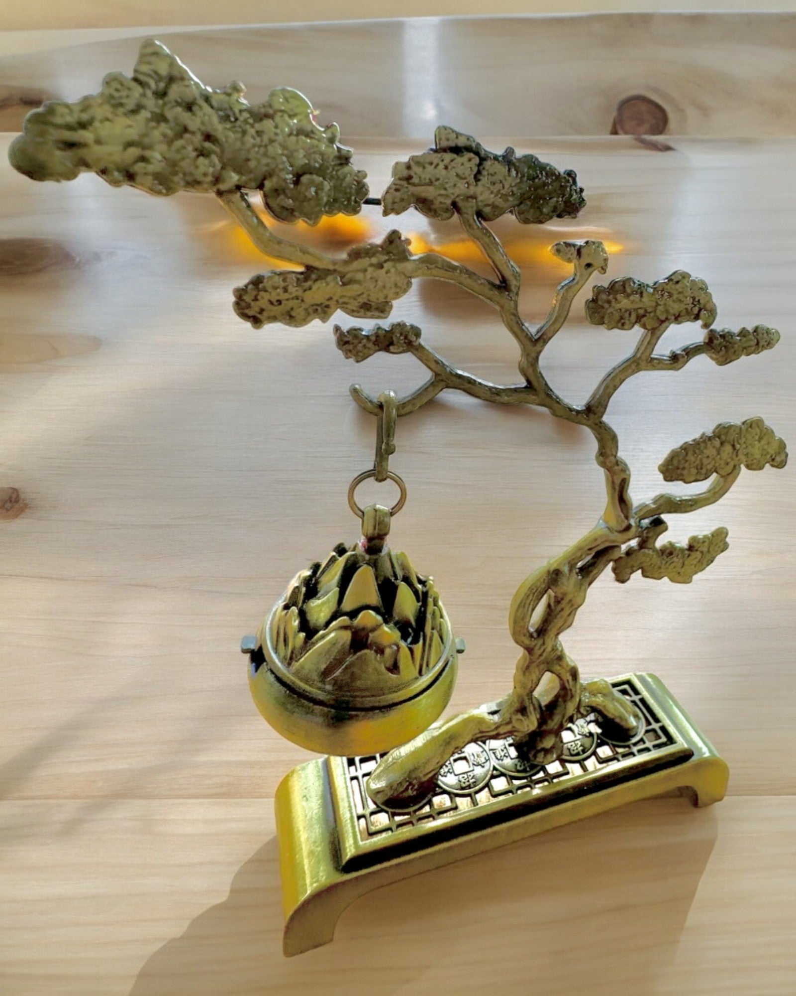 Elegáns Fém Bonsai Füstölőtartó - személyre szabható gravírozással ajándékba
