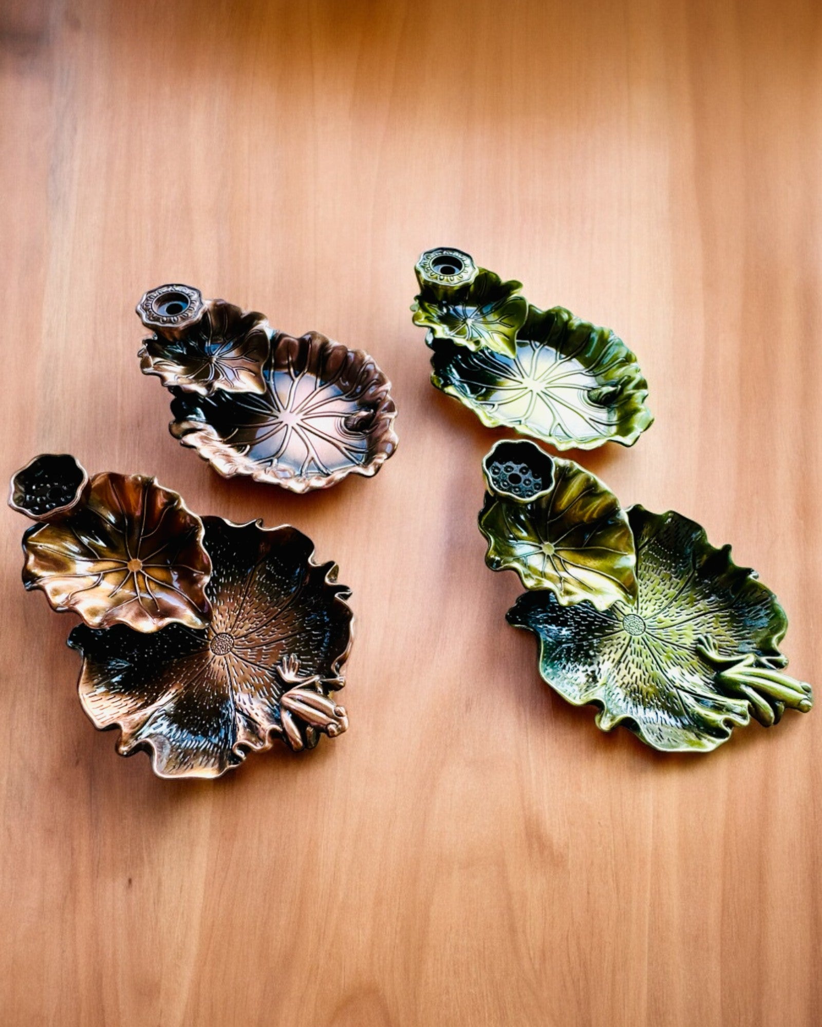 Elegancki Metalowy Uchwyt Na Kadzidło Liść Lotosu - 4 warianty do wyboru, możliwość personalizacji grawerem na prezent