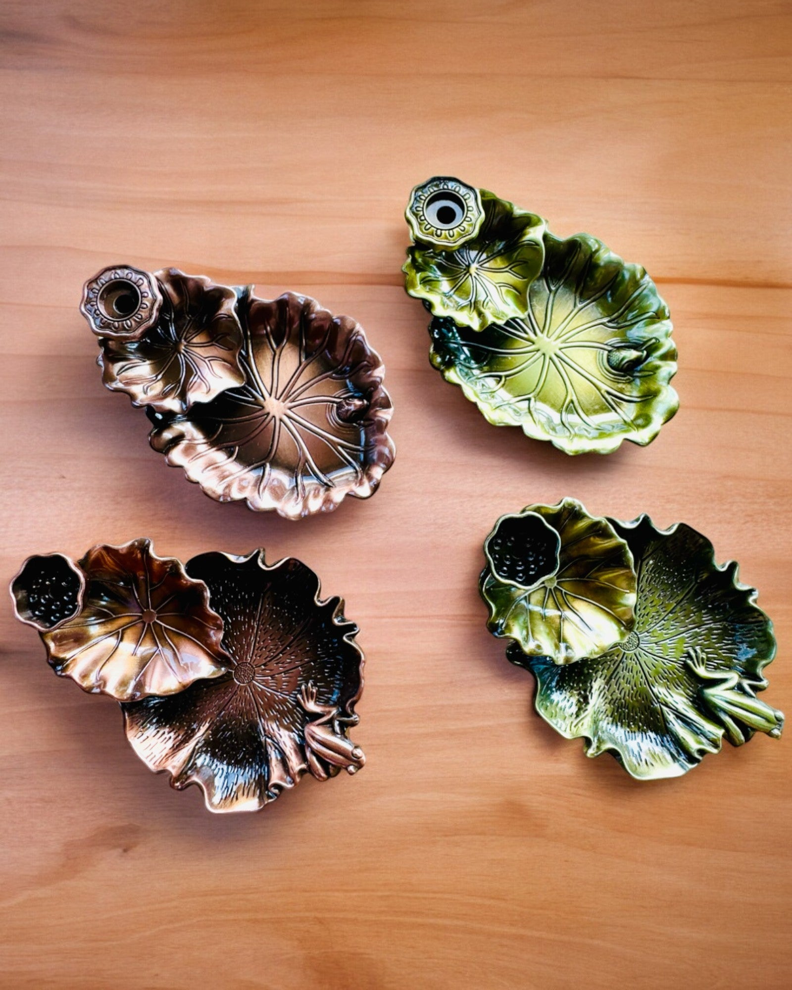 Elegáns Fém Lótuszlevél Füstölőtartó - 4 választható változat, személyre szabható gravírozással ajándékba