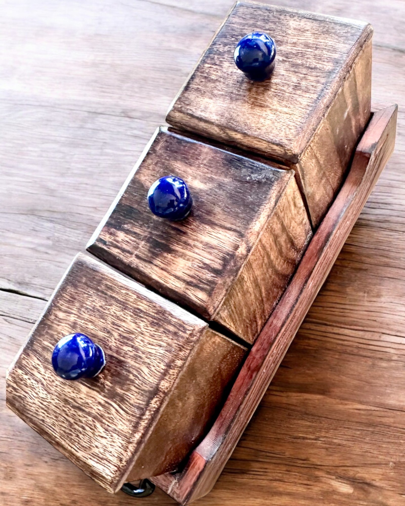 Royal Trio Készlet – Tea, Kávé, Cukor Shisham fából, kézzel készített, gravírozási lehetőséggel ajándékba