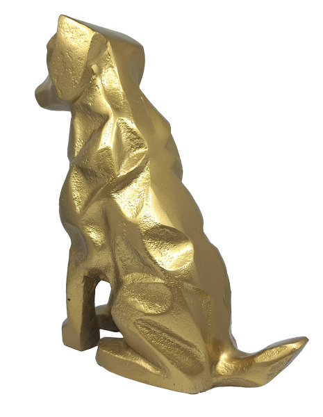 Arany DOG2 kutya dekorációs szobrocska személyre szabható gravírozással