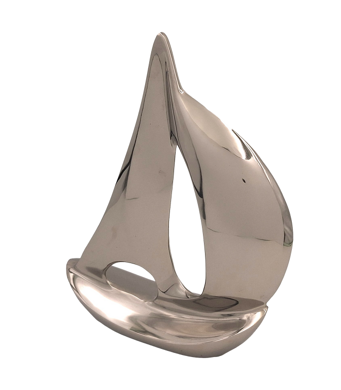 Elegáns fém jachtmodell, 36 cm, személyre szabható gravírozással