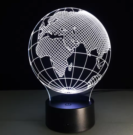 LED Földgömb lámpa 7 fényszínnel, gravírozással személyre szabható, ideális ajándék utazóknak, magasság 17 cm, USB-kábel