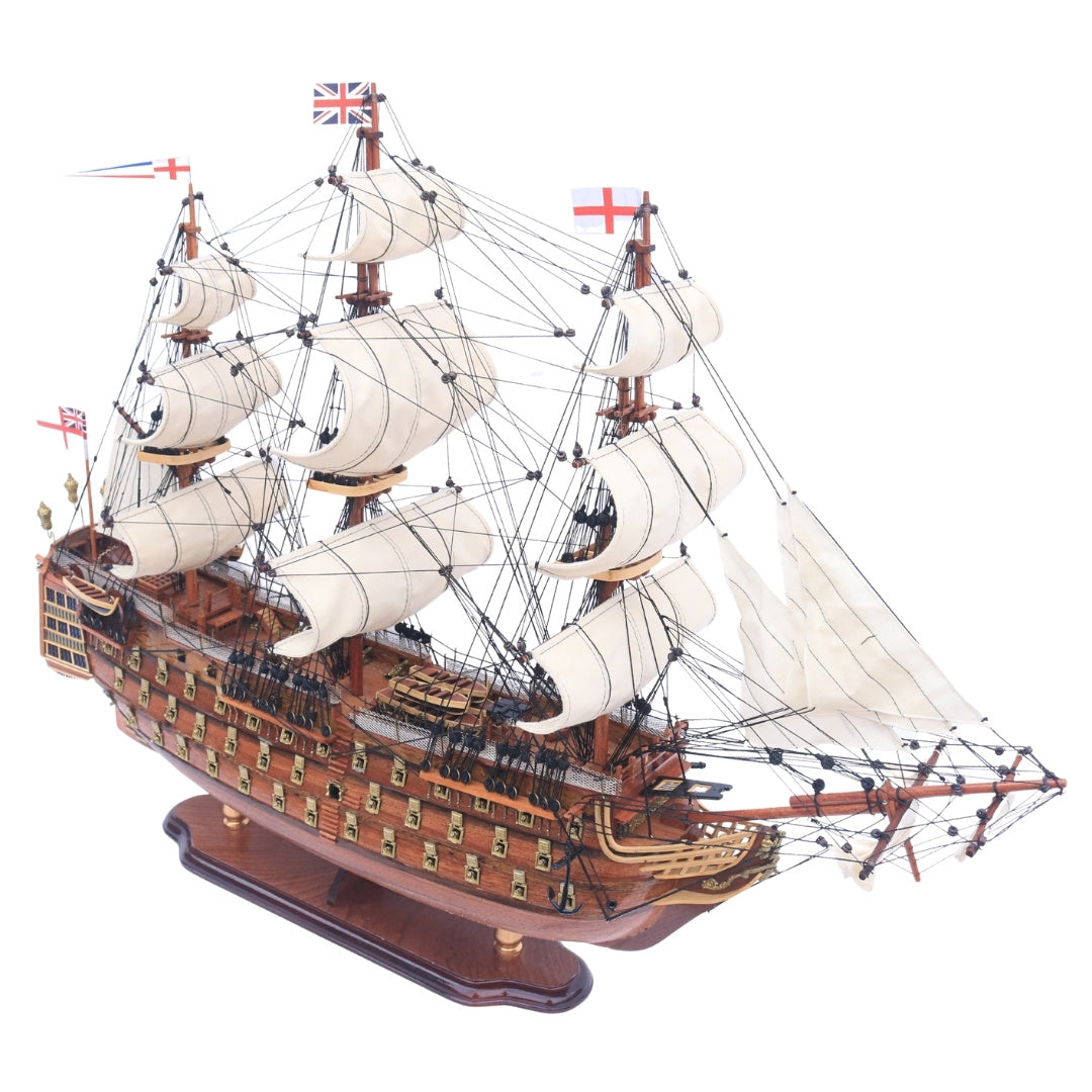 Exkluzív nagy HMS Prince hadihajó vitorláshajó-modell, 94cm, személyre szabható gravírozással