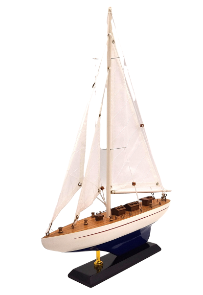 Fa jachtmodell, magasság 42 cm, gravírozással személyre szabható