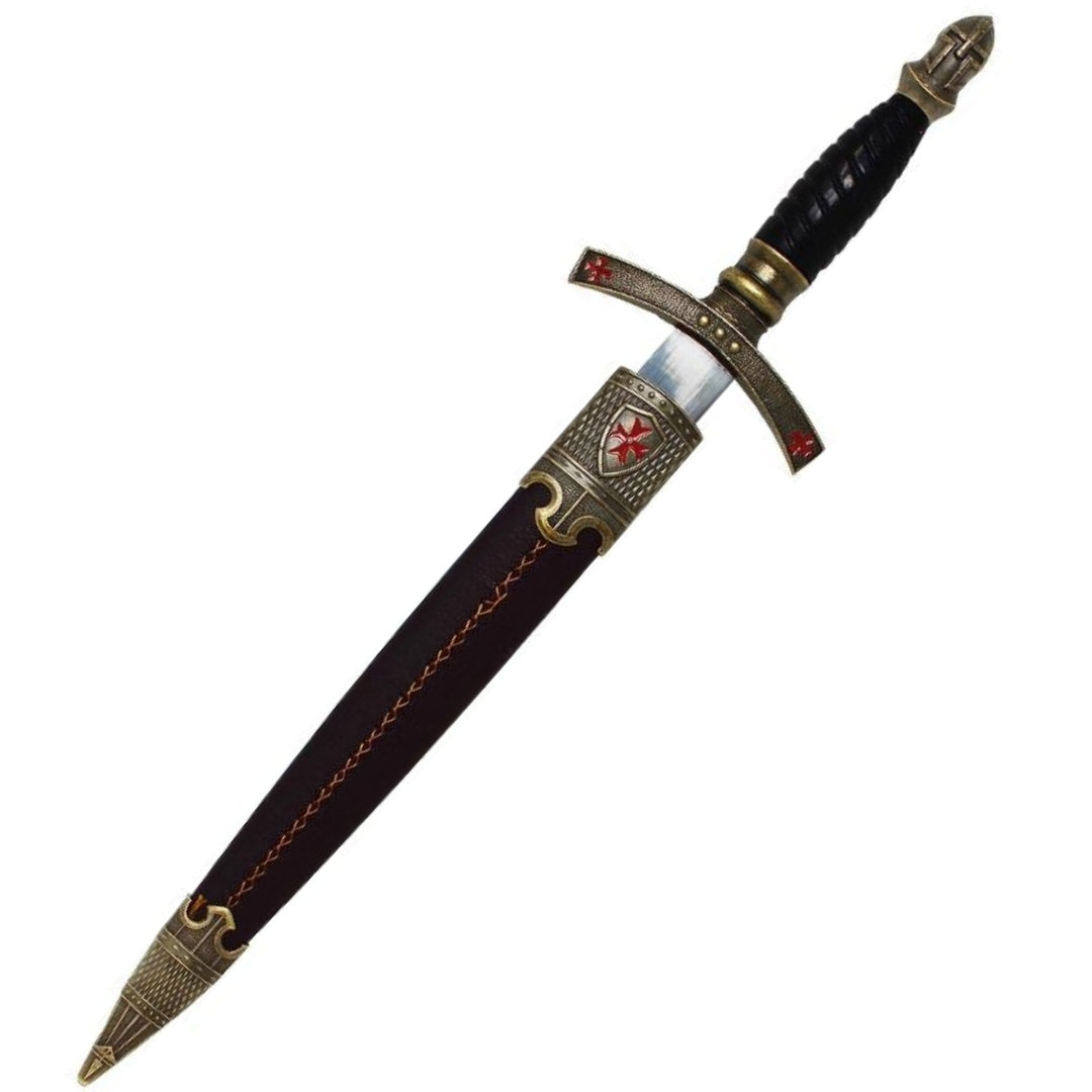 Sztylet Templariuszy w Pochwie Dekoracyjny z Grawerem – Replika ze Stali Szlachetnej, 40 cm