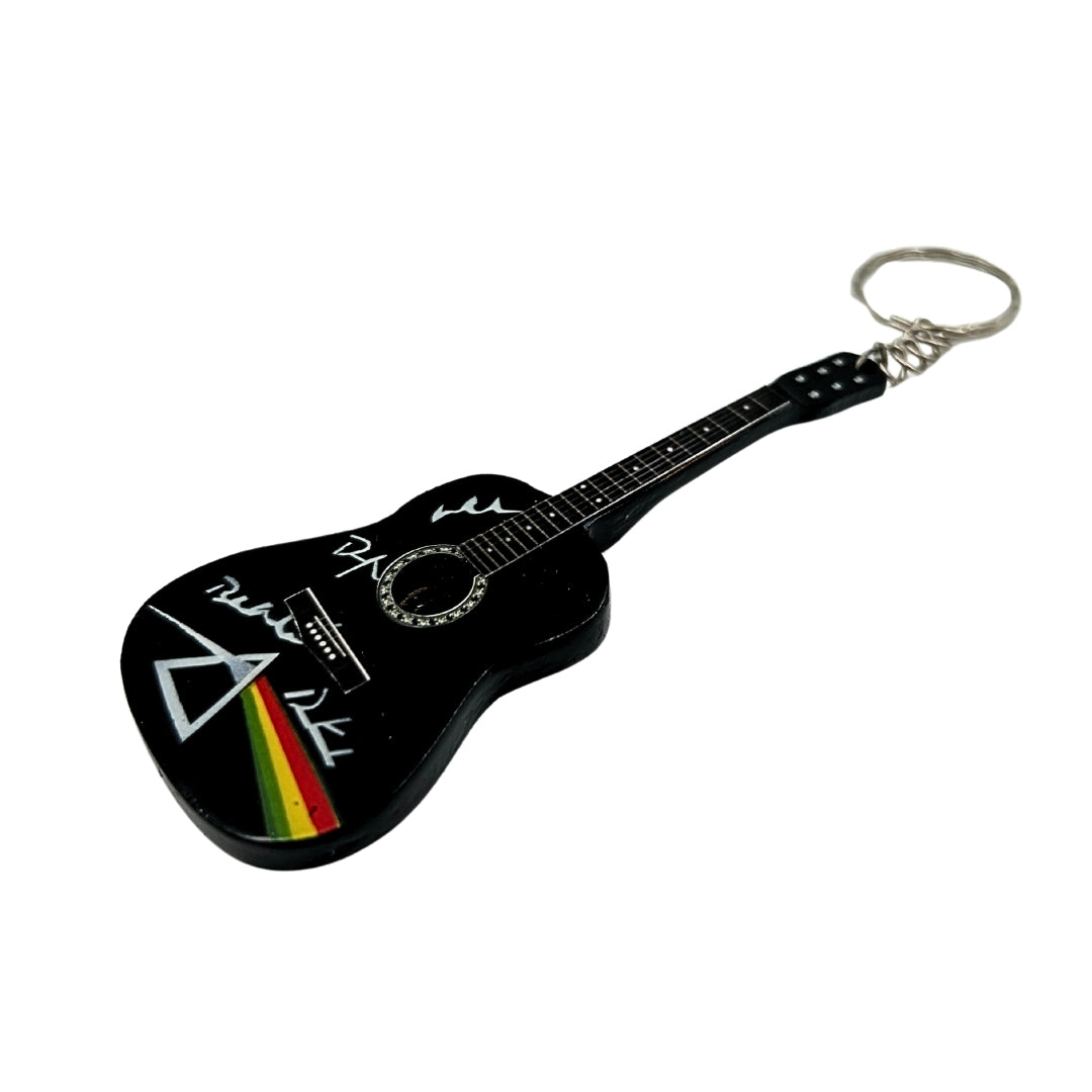 Pink Floyd stílusú, gitár alakú fa kulcstartó - Tribute - DSOM