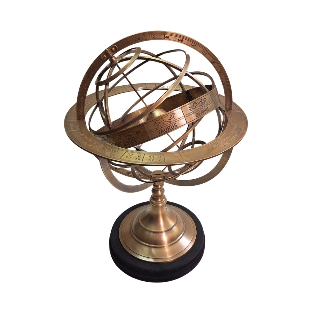 Astrolabium Mosiężne z Grawerem – Elegancka Dekoracja Gabinetu o Wysokości 52 cm