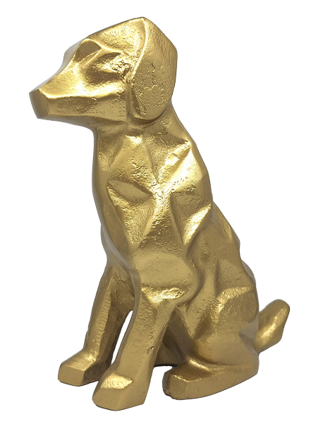 Arany DOG2 kutya dekorációs szobrocska személyre szabható gravírozással