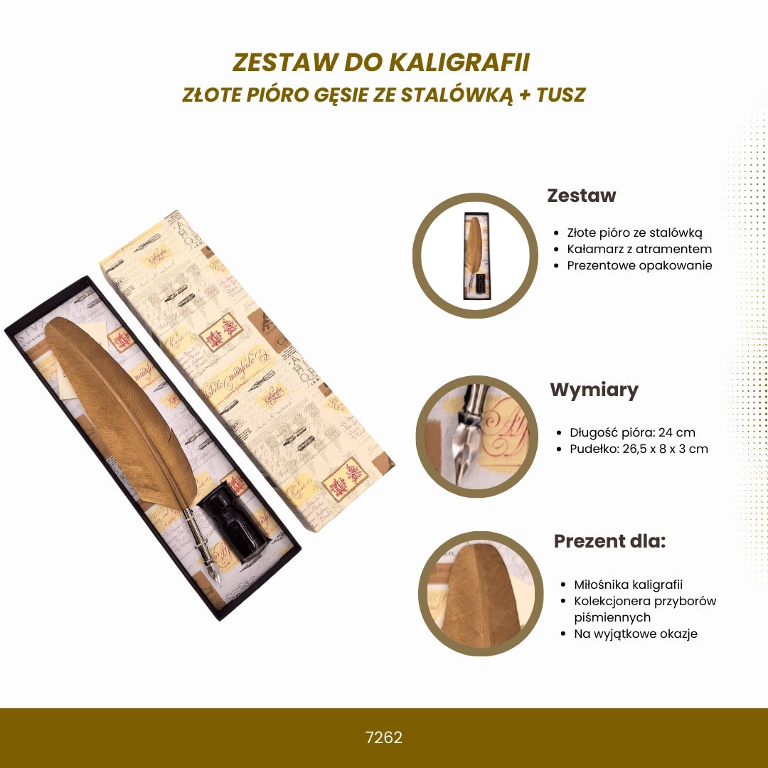 Arany lúdtoll kalligráfiához személyre szabott gravírozási lehetőséggel