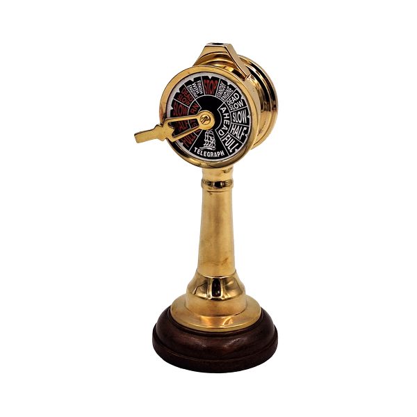 COM-2005 hajótávíró sárgarézből és fából, magasság 16 cm, személyre szabott gravírozás, ideális ajándék a hajózás kedvelőinek