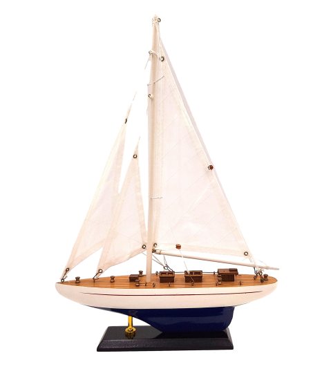 Fa jachtmodell, magasság 42 cm, gravírozással személyre szabható