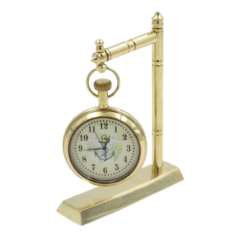 NC2126 tengerészeti sárgaréz asztali óra gravírozási lehetőséggel, 12 cm magas, ideális ajándék a vitorlázás szerelmeseinek horgony- és vitorláshajó-motívummal