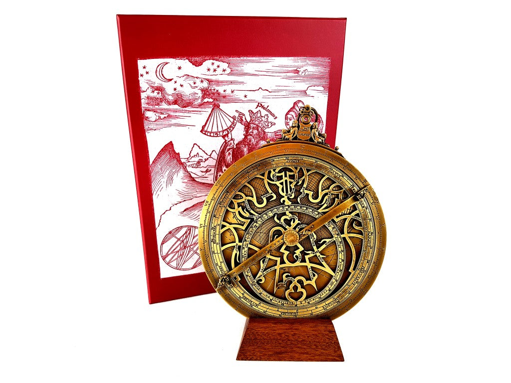 Rojas H34 sárgaréz asztrolábium gravírozással személyre szabható kivitelben – átmérő 20 cm, elegáns ajándék bármilyen alkalomra, kézzel készített reneszánsz stílusú navigációs és csillagászati eszköz