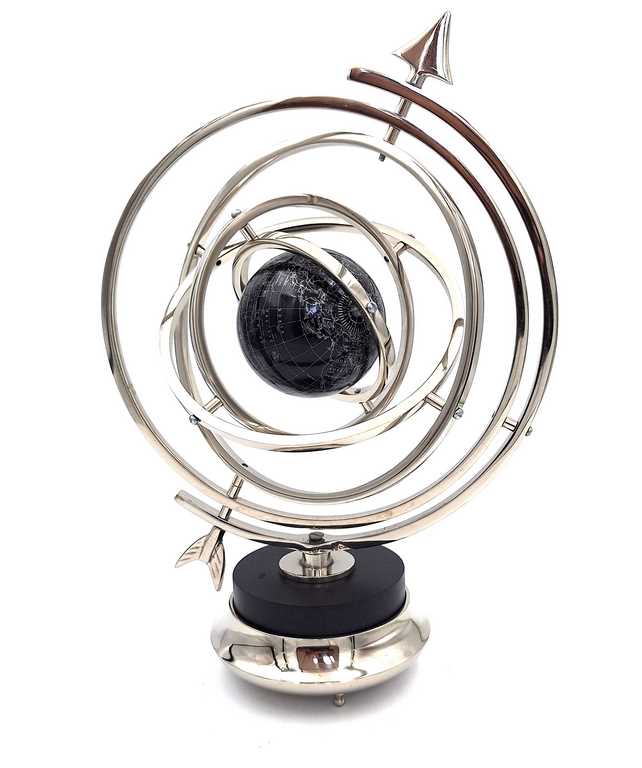 Gömbasztrolábium földgömbbel, 44,5 cm, ezüstszínben, személyre szabható gravírozással
