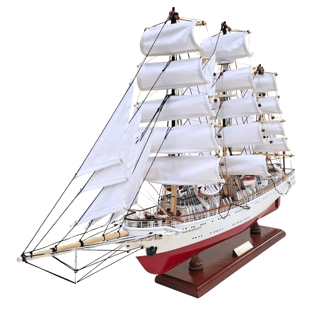 Ekskluzywny Model Żaglowca Statku Dar Młodzieży XXL 71 cm, możliwość personalizacji grawerem