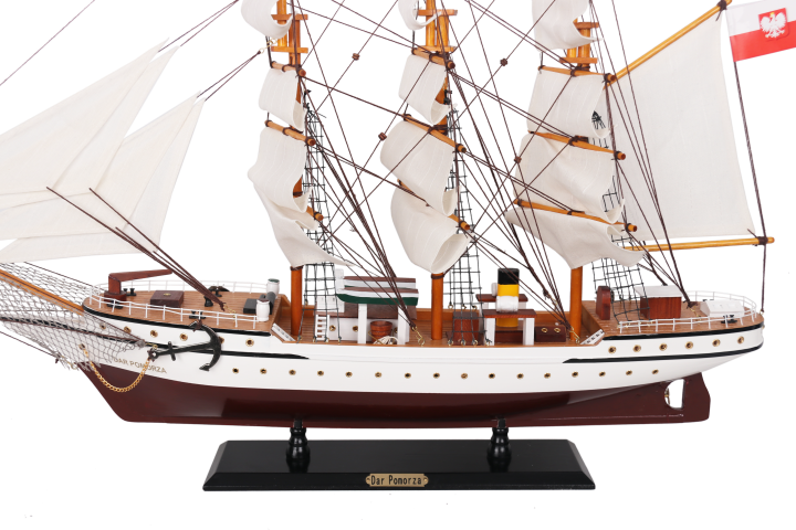Dar Pomorza vitorláshajó-modell, 80cm, gravírozással személyre szabható