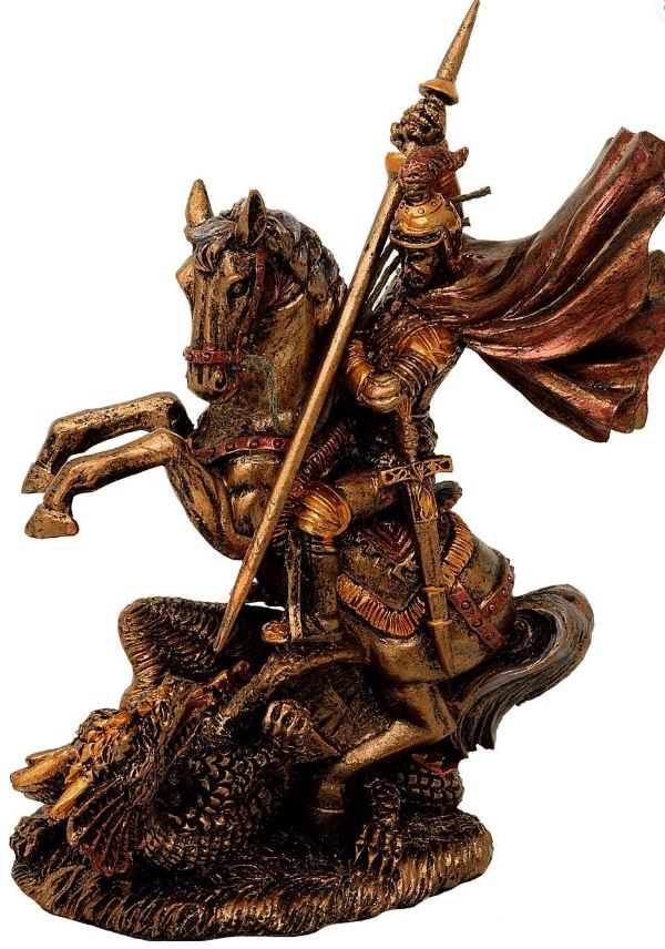 Szent György figura polirezinből, 13 cm, személyre szabható gravírozási lehetőség, ideális ajándék különféle alkalmakra