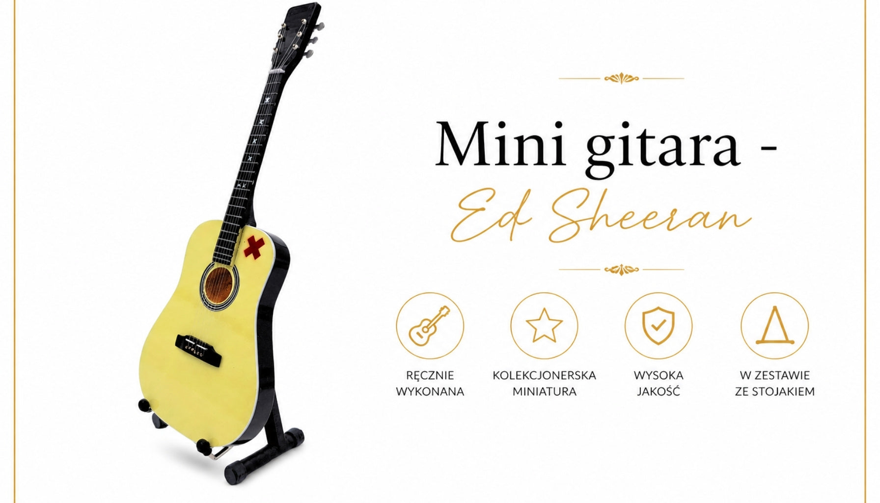 Ed Sheeran 27,5 cm-es mahagóni minigitár személyre szabható gravírozási lehetőséggel