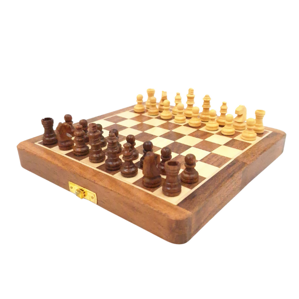 Mágneses fa sakk 17x17cm személyre szabott gravírozással