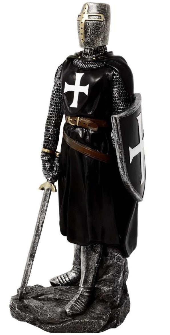 Rycerz Krzyżowiec z Poliresinu MC-23078 - Figurka 30cm z Możliwością Personalizacji Grawerem