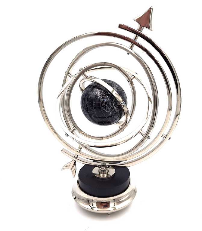 Gömbasztrolábium földgömbbel, 44,5 cm, ezüstszínben, személyre szabható gravírozással