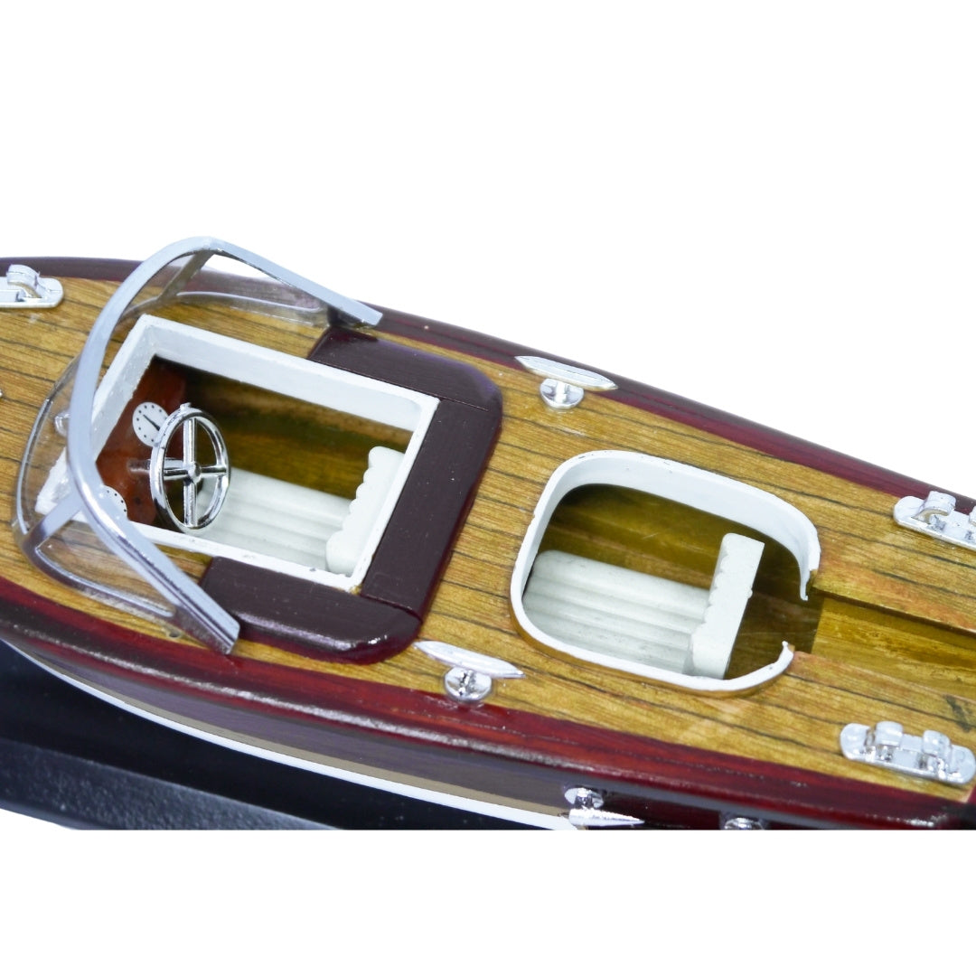 Model motorówki Reeva z drewna 35x11x13 cm