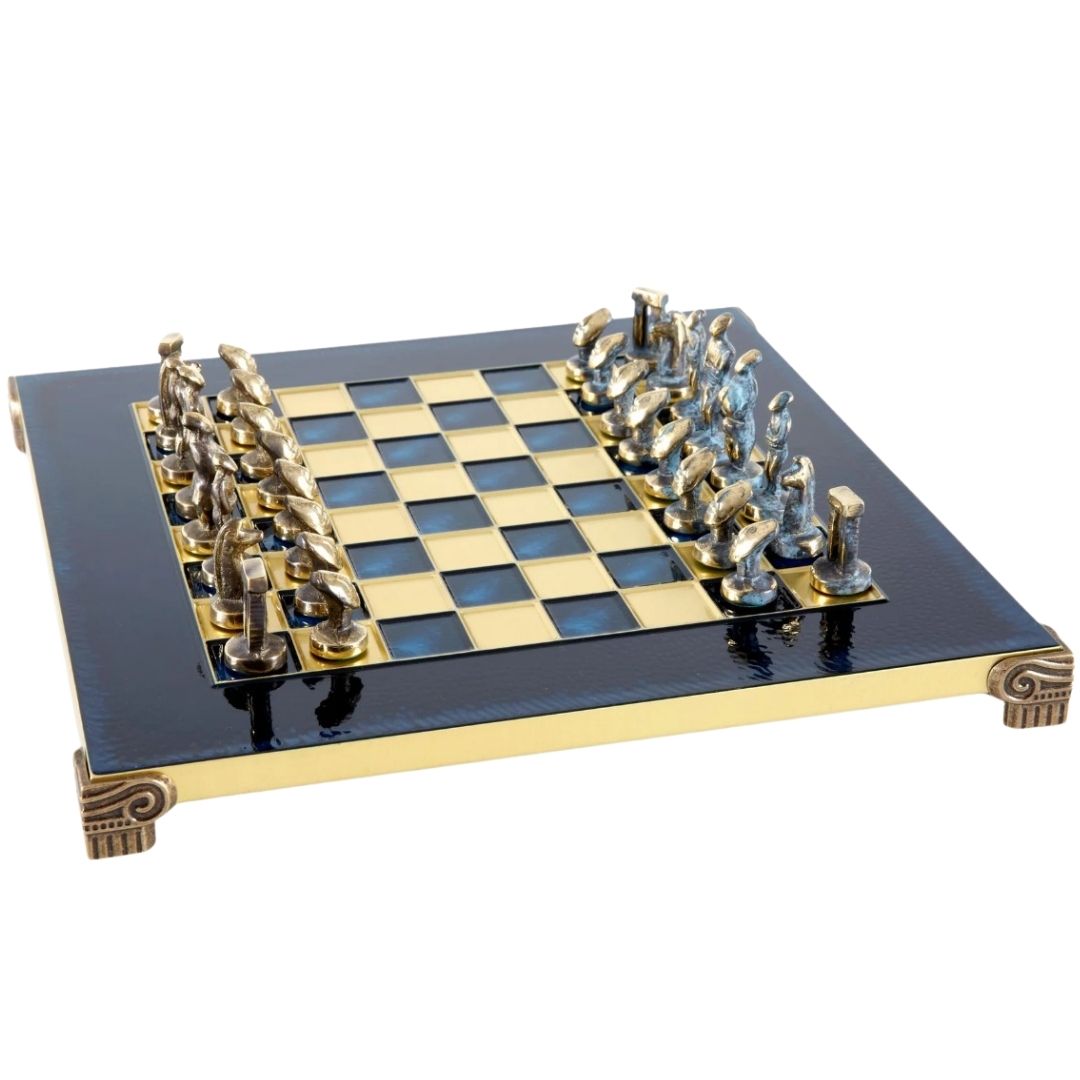 Luxus Cycladic fém sakk 28x28cm, személyre szabott gravírozással