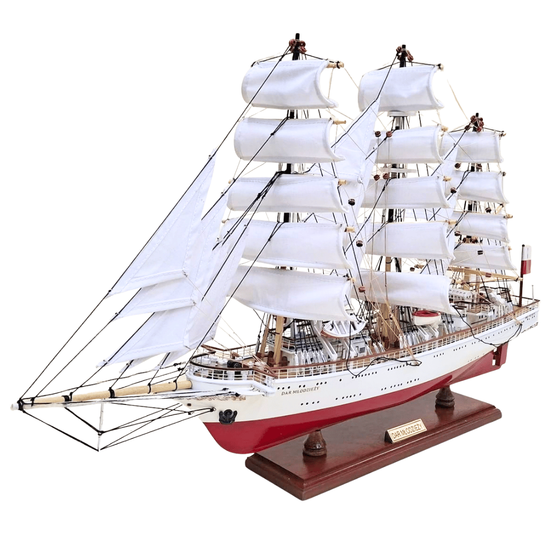 Ekskluzywny Model Żaglowca Statku Dar Młodzieży XXL 71 cm, możliwość personalizacji grawerem