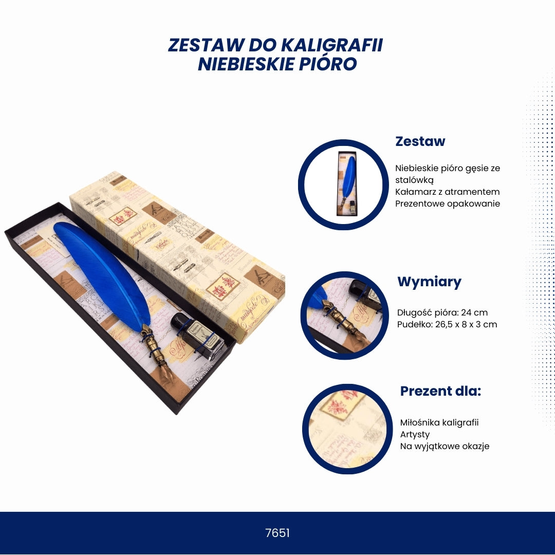 Kalligráfiai készlet kék tollal és személyre szabott gravírozási lehetőséggel