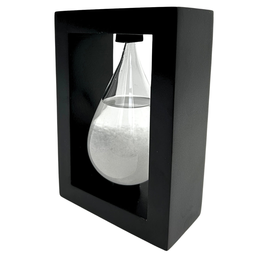 Barometr Burzowy Fitzroya w Oprawie Drewnianej - Kropla Storm Glass z Możliwością Personalizacji Grawerem - Idealny Prezent na Każdą Okazję - Elegancka Stacja Pogody w Nowoczesnym Stylu z Kryształami Reagującymi na Zmiany Pogody