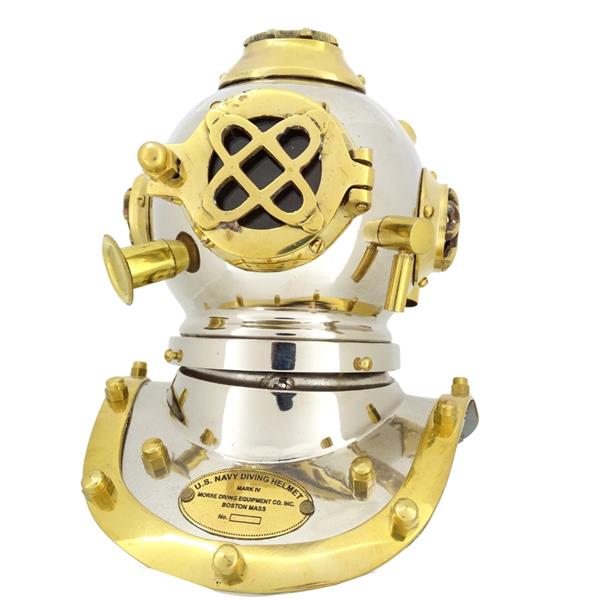 Mosiężny Hełm Nurka US Navy Mark IV z Możliwością Personalizacji Grawerem - Idealny Prezent na Każdą Okazję, Wysokość 20 cm, Replika Marynistyczna DIVER - DH93