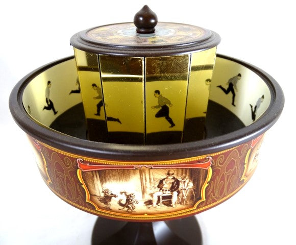 Miniatűr praxinoszkóp, XIX. századi mozi, gravírozással személyre szabható