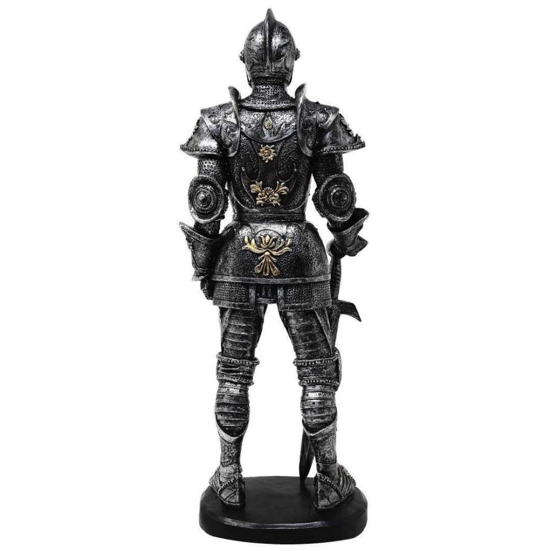 Dekoratív lovagfigura páncélban, 39cm, ezüst, személyre szabható gravírozással