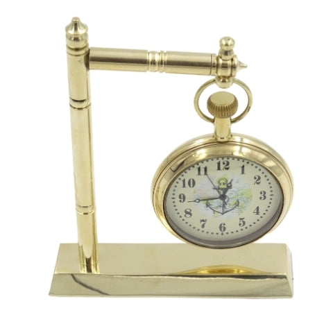 NC2126 tengerészeti sárgaréz asztali óra gravírozási lehetőséggel, 12 cm magas, ideális ajándék a vitorlázás szerelmeseinek horgony- és vitorláshajó-motívummal