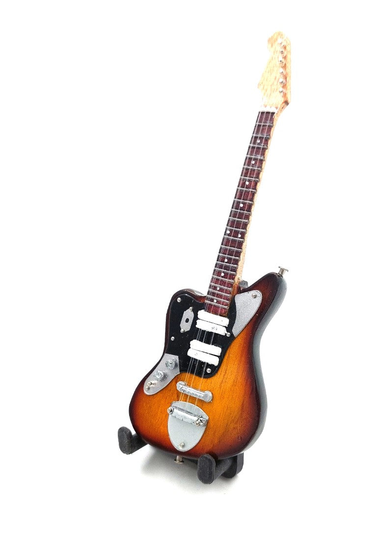 15cm-es minigitár Kurt Cobain stílusában, személyre szabható gravírozási lehetőséggel - barna mahagóni gitár ajándékba a grunge és a Nirvana rajongóinak