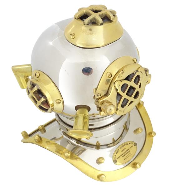 Mosiężny Hełm Nurka US Navy Mark IV z Możliwością Personalizacji Grawerem - Idealny Prezent na Każdą Okazję, Wysokość 20 cm, Replika Marynistyczna DIVER - DH93