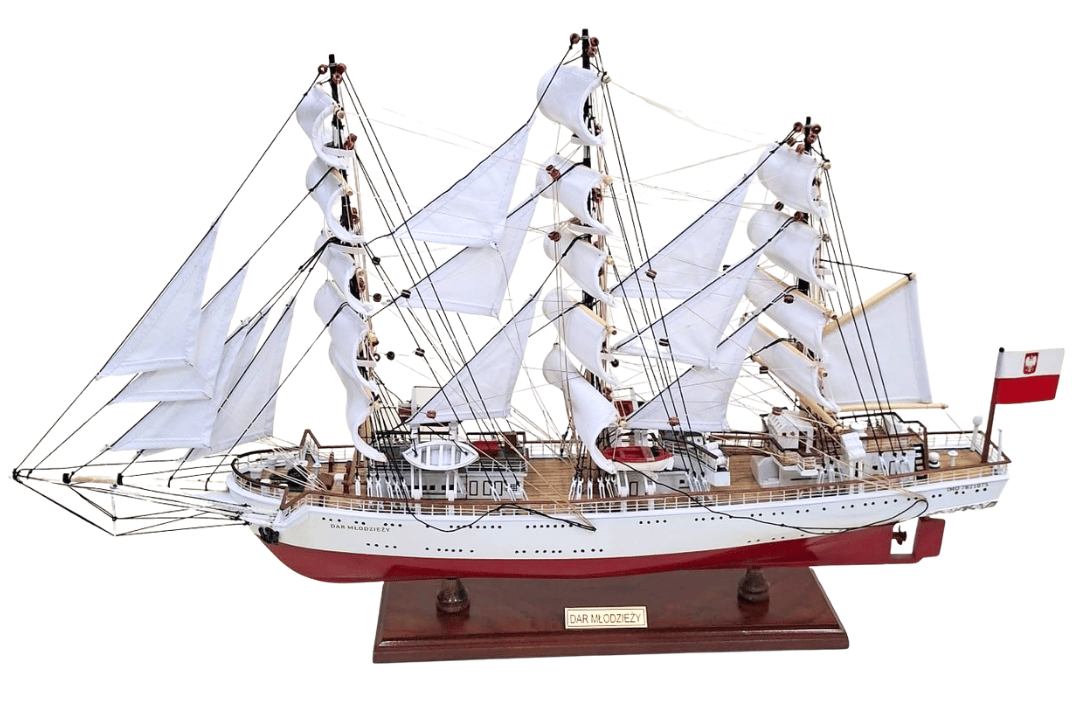 Ekskluzywny Model Żaglowca Statku Dar Młodzieży XXL 71 cm, możliwość personalizacji grawerem