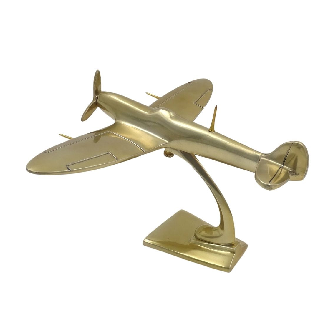 Model myśliwca Spitfire z aluminium w kolorze złotym, z możliwością personalizacji grawerem