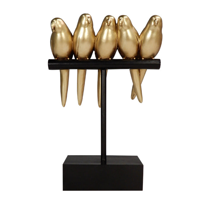 Madarak dekoráció glamour stílusban, személyre szabható gravírozással - arany, fekete, 17 x 8 x 25,5 cm