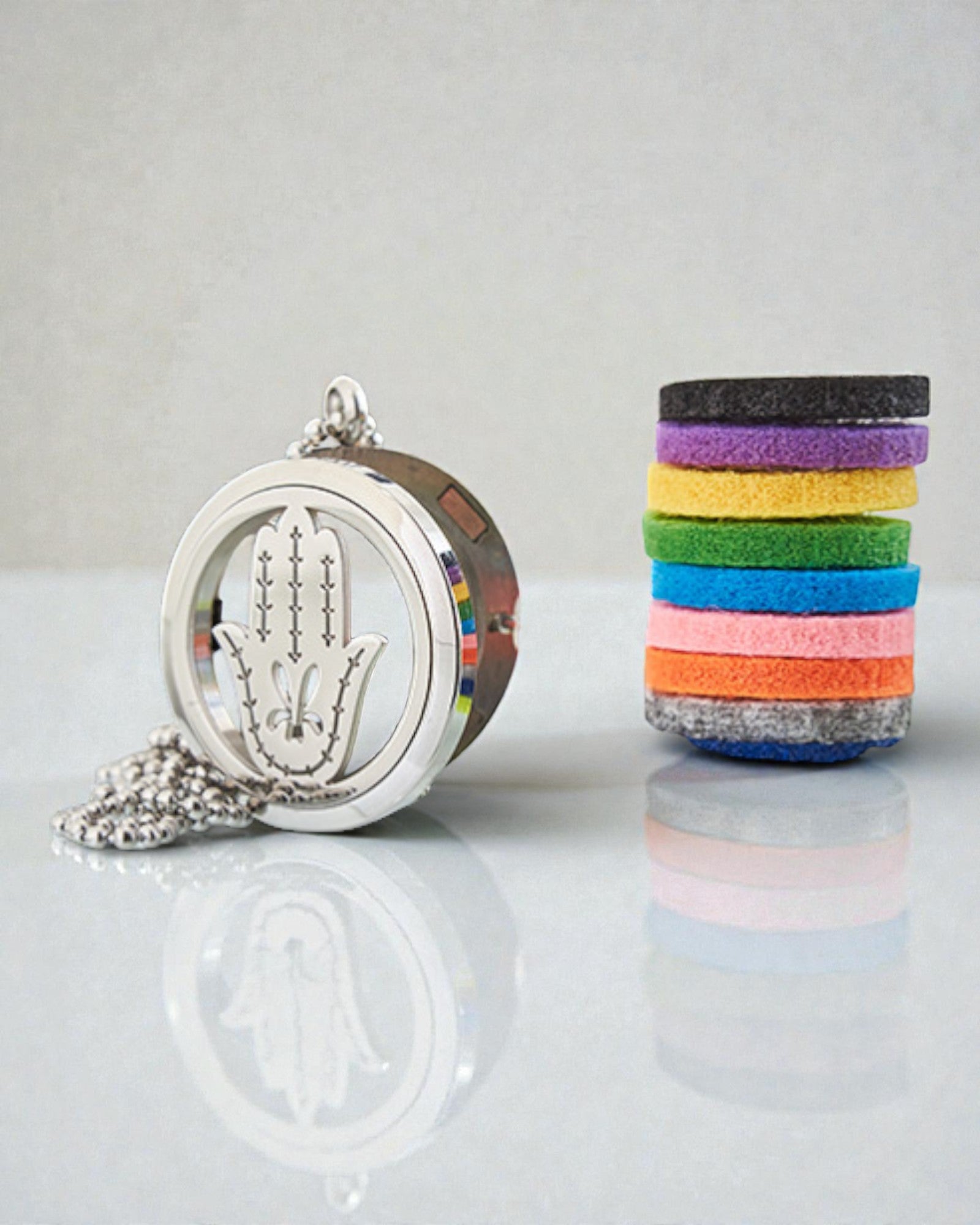 Hamsa Aura – aromaterápiás nyaklánc, Fátima keze 30 mm